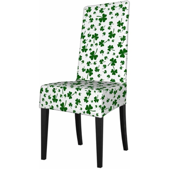 Set of 4 Green Shamrock Dining Room Chair Covers St. Patricks Day Leaves Short Stretchable Polyester Removable Washable for home Restaurant Banquet