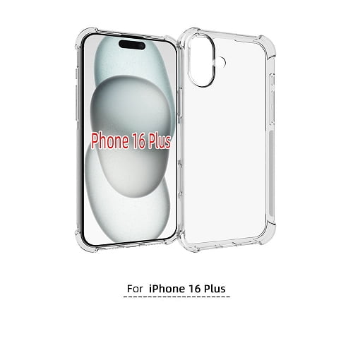 TopSave Extra Corner Bumper Soft Gel Rubber Jelly TPU Case For iPhone 16 Plus (6.7"), Clear