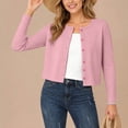 thumbnail image 4 of Lindreshi Cropped Cardigans for Women Button Long Sleeve Lightweight Breathable Open Front Ribbed Knitted Cardigan Sweater Solid Sun Protection Tops, 4 of 8