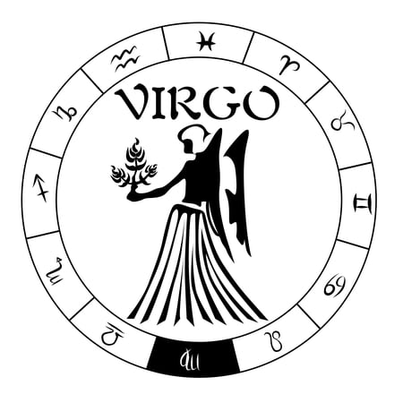 Virgo the Virgin with Zodiac Symbol Artwork for Living Room Vinyl Wall Decal - Constellation Wheel Symbols Art Design for Bedroom Wall Decoration - Unique Horoscope Sign for the Birth Months of August