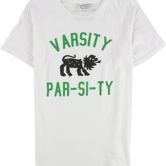 rxmance Womens Varsity Par-Si-Ty Graphic T-Shirt, White, Large