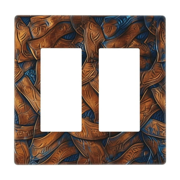 Leather Pattern Mix Light Switch Cover Decorative Switch Plates and Outlet Covers Wall Plate for Electrical Kitchen Home Office Art Decor Standard Size