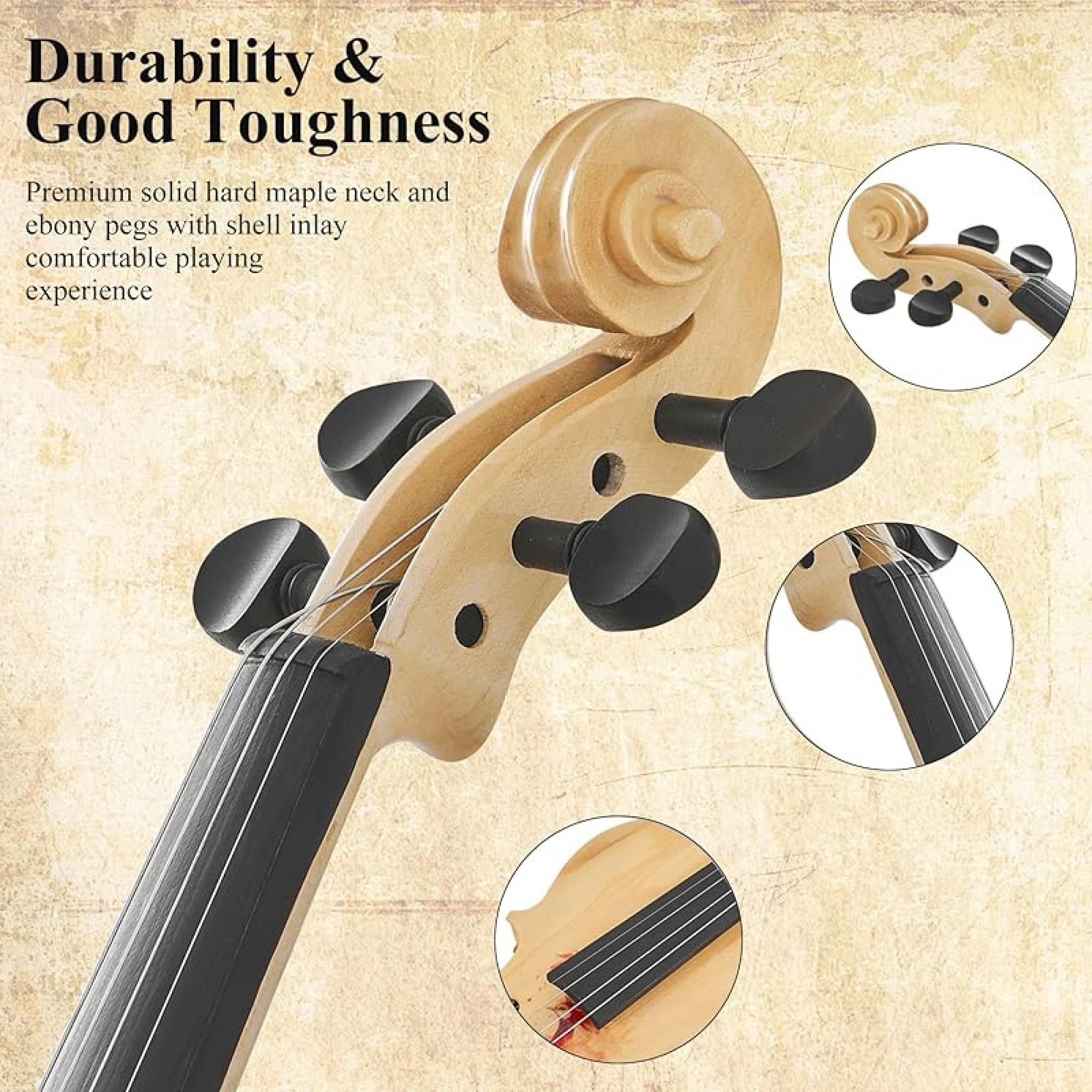 Beginner Violin 4/4 Full Size Kit, Violin Fiddle Set for Professional, Teens, Student, Solid Wood Violins Set with Bow, Rosin, Shoulder Rest, Extra Strings and a Lightweight Hard Case (Red)