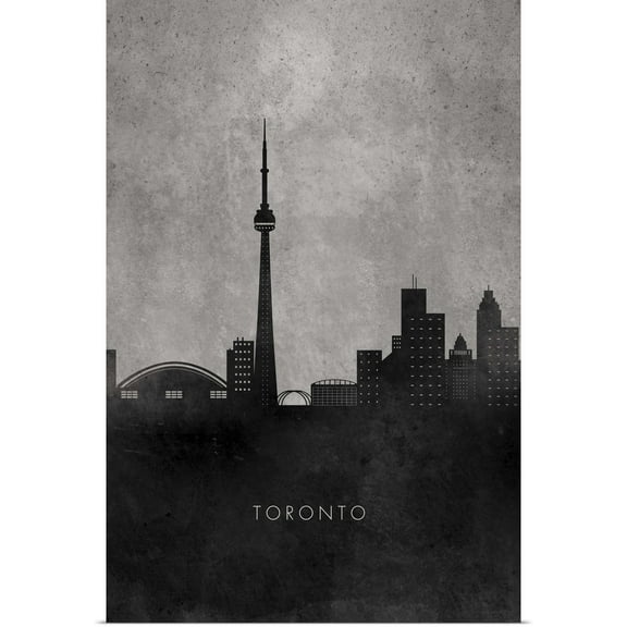 Great BIG Canvas | Rolled Circle Art Group Poster Print entitled Black and White Minimalist Toronto Skyline