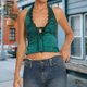 thumbnail image 5 of Chaleco Y2K Chica Chaleco de encaje con cuello en V profundo Poliéster Sin espalda Halter Tank Top (Verde L) Ygjytge Verde T L para Mujer, 5 of 7