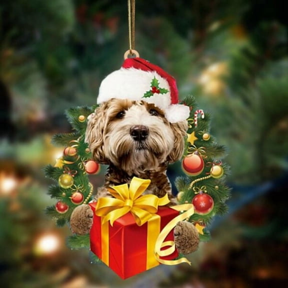 Acrylic 2D FLAT Labradoodle-Dogs give gifts Hanging Ornament, Christmas Ornament, Dog Ornament, Xmas Dog Ornaments