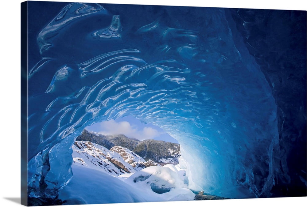 Great Big Canvas View From Inside An Ice Cave Looking Outward At The Snowcovered Landscape Canvas Wall Art Walmart Com Walmart Com