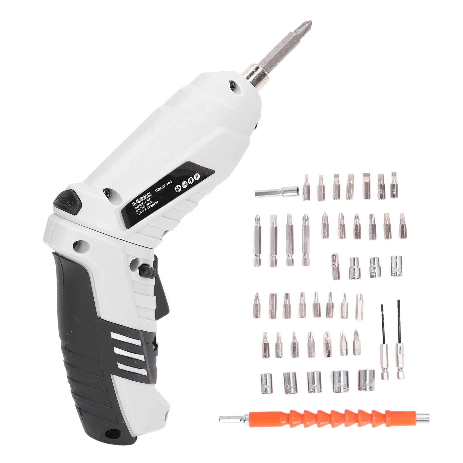 BIMZUC 3.6V Electric Screwdriver Set, Mini Foldable Rechargeable Power Screwdriver with USB Lithium Battery, 1300mAh, White (9.45 x 6.69 x 2.76 inches / 24 x 17 x 7 cm)