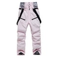 thumbnail image 2 of Xfvqtps Men and Women Snow Pants Ski Bibs Snowboarding Adjustable Straps Solid Color Zipper Pockets Warm Waterproof Winter Overalls Pink, 2 of 6