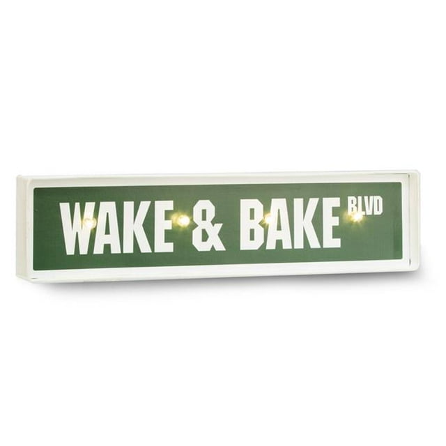 Bey-Berk International WD506 Wake & Bake LED Lighted Metal Sign - White & Green