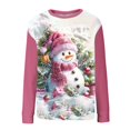 thumbnail image 4 of Riecok Xmas Hoodless Sweatshirt for Women Long Sleeves Collared Neck Wintertime Christmas Funny Graphic Outfit Holiday Sweatshirts Comfy Loose Pullover Hoodless Tops Pink S, 4 of 4