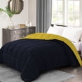 thumbnail image 3 of BedDecor 300 GSM 1Pcs Reversible Solid (Yellow-Navy Blue, Oversize King) 100% Egyptian Cotton Base Down Alternative Comforter, 3 of 8