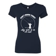 thumbnail image 2 of Wild Bobby, Can't Work Today My Arm Is In A Cast, Fishing, Women Slim Fit Junior Tee, Navy, Small, 2 of 5