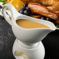 thumbnail image 4 of Porcelain Gravy Sauce Boat with Stand and Candle, white, 4 of 5