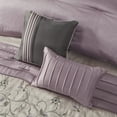 thumbnail image 6 of Madison Park Queen Faux Silk Comforter Set with Decor Pillow and Bed Skirt Embroidered Pieced 7-Piece Bedding Set, Purple, 6 of 11