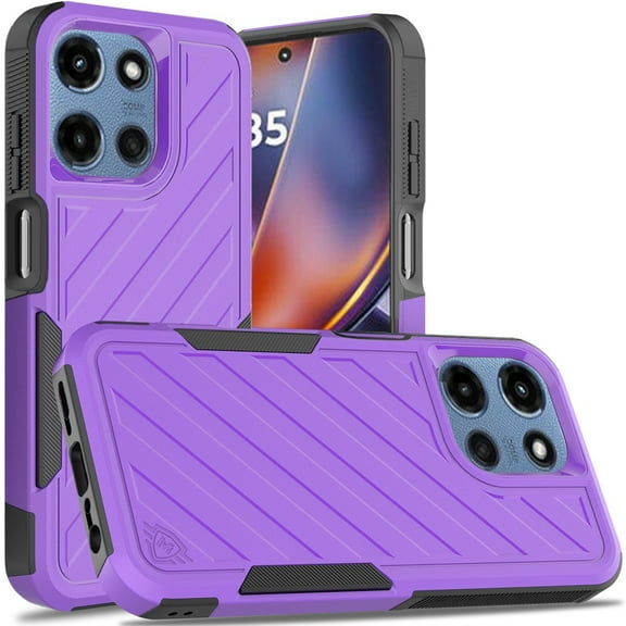 For Moto G 5G 2025/2026 - G Play 2026 - Noble lined shockproof dual layer hybrid - Dark Purple/Black