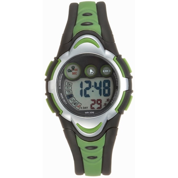 PASNEW PSE-276 Reloj deportivo digital LED impermeable para niños, estudiantes, niñas, con fecha, alarma y cronómetro (verde)