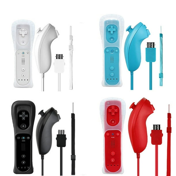 Wireless Remote Controller Nunchuck with Silicone Case Accessories for Nintendo Wii Game Console Color Black