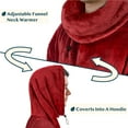 thumbnail image 2 of PAVILIA Fleece Wearable Blanket Poncho, Oversized Hoodie Adults, Dark Red, 2 of 7