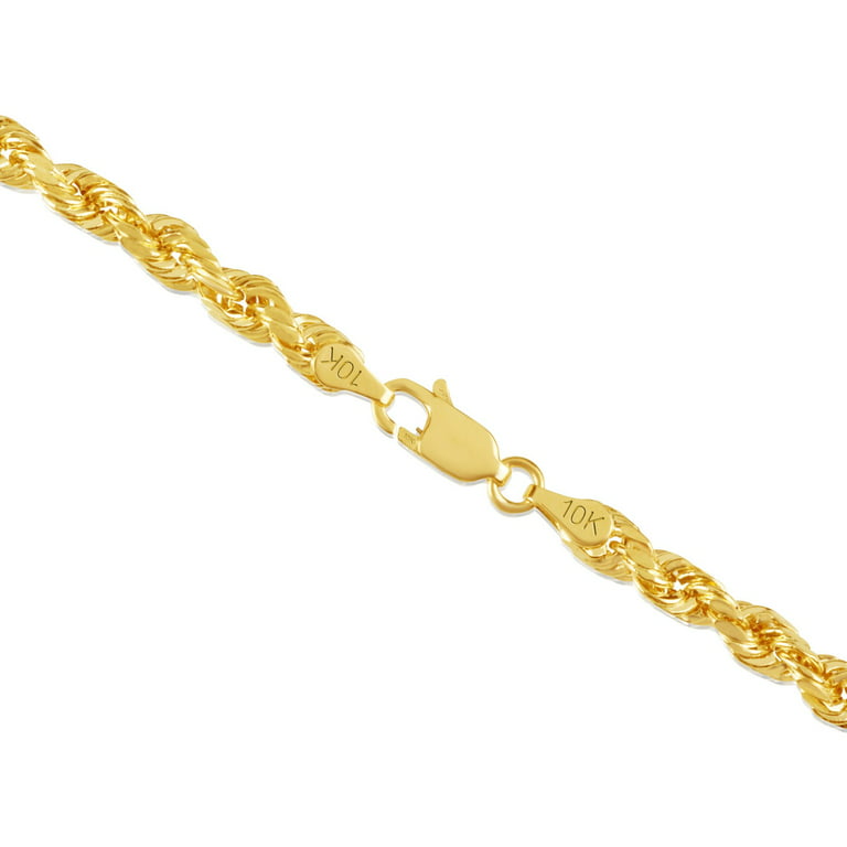 10K Yellow Gold Diamond Cut Rope Chain Necklace â€“ Measures 22 Inches  Length x 4mm Thickness 