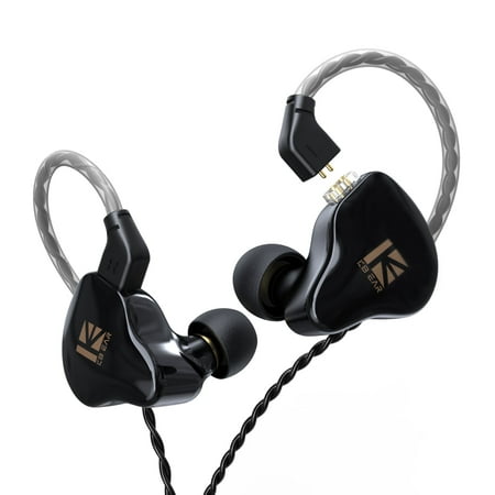 KBEAR KS1 Earphones Super in Ear Monitor Wired Earbuds Crystal Sound Stereo Headphones High Resolution Noise Canceling Dual magnetic Circuit Dynamic Detachable Cable Auriculares black no mic