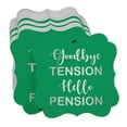 thumbnail image 3 of Inkdotpot Real Silver Foil Bracket Shape Paper Hang Tags Good Bye Tension Hello Pension Retirement Favor Tags Pack Of 100, 3 of 7
