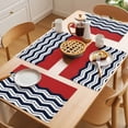 thumbnail image 5 of Black Chevron Placemats Set of 4 Geometric Navy Blue White Sea Wavy Striped Place Mats Indoor Wipeable Table Mats Washable Cloth Dining Table Placemats for Kitchen Holiday Party Home Decor 13x19 Inch, 5 of 9