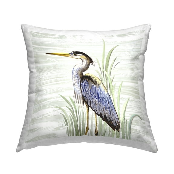 Stupell Industries Beach Bird Simple Heron Decorative Printed Throw Pillow Design by Elena Vladykina.