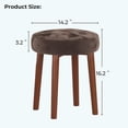 thumbnail image 6 of Round Ottoman, Multifunctional Vanity Stool Velvet Round Ottoman Modern Dressing Stool with Wood Legs for Living Room, Bathroom, Makeup Brown, 6 of 10