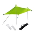 thumbnail image 4 of Toldo de playa con protección solar, cuerdas resistentes al viento, aislamiento térmico, refugio solar exterior con 2 postes para artículos esenciales Verde, 4 of 8