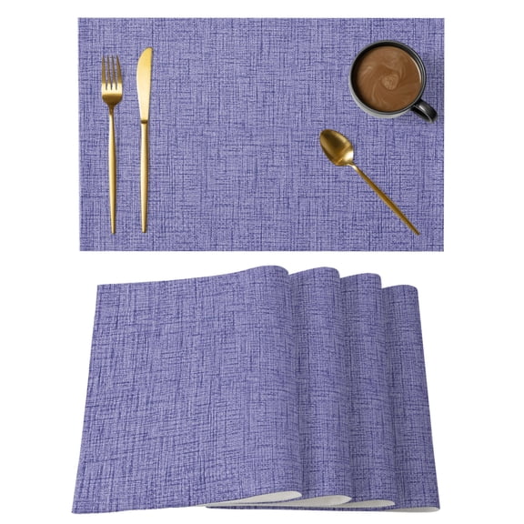 Dark Purple Placemats Set of 2 Rustic Farmhouse Solid Color Place Mats Indoor Wipeable Table Mats Washable Cloth Dining Table Placemats for Kitchen Holiday Party Home Decor 13x19 Inch