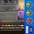 thumbnail image 4 of Dextrus Farmhouse LED Nightstand w/Charging Station, LED End Table Side Table w/2 Drawer for Bedroom, Antique White, 4 of 11