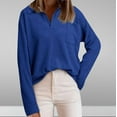 thumbnail image 2 of Elainilye Fashion Under Scrub Shirts Long Sleeve Women Spring V-Neck Pocket Bottom Shirt Solid Casual Pullover Top Blouse,Blue, 2 of 6