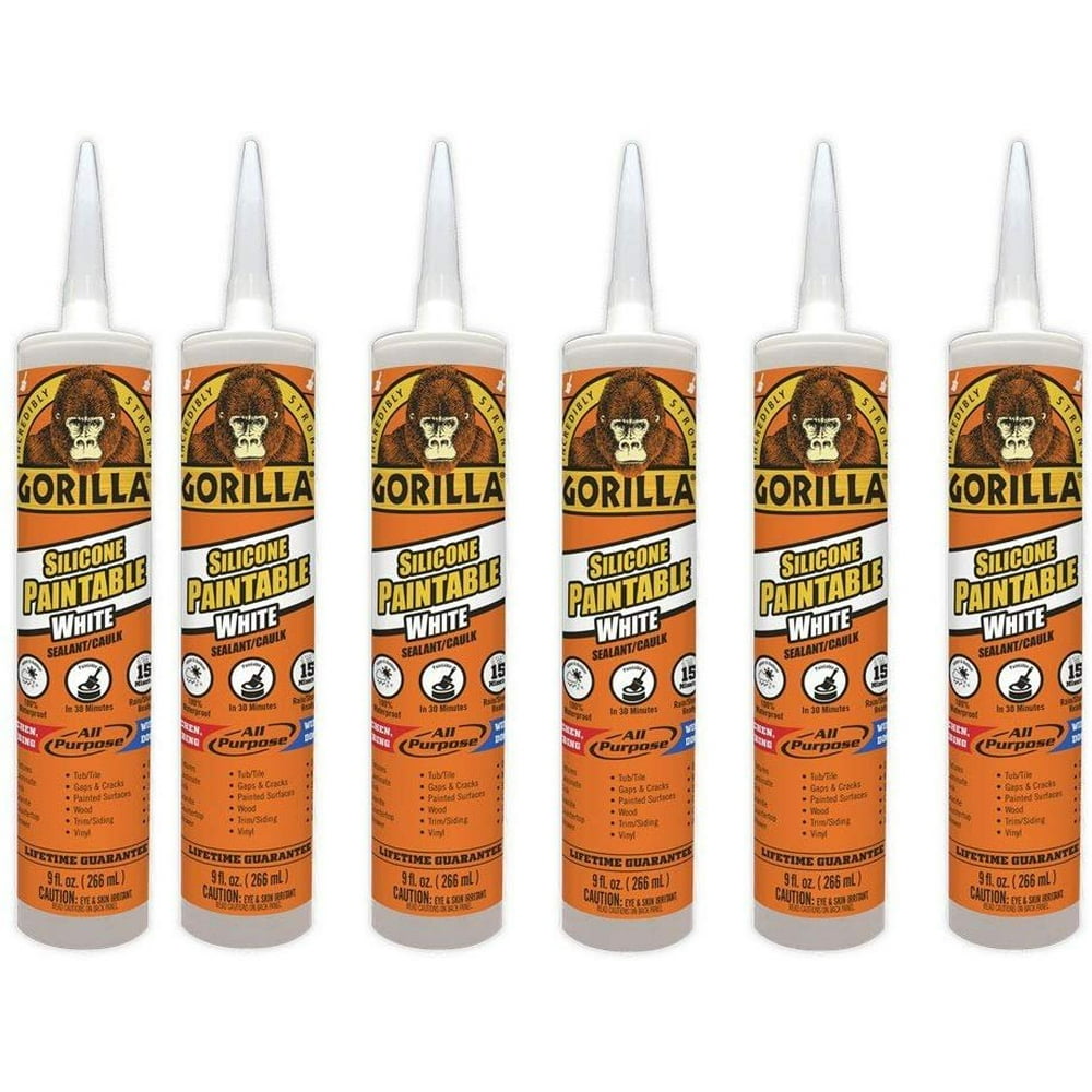 Gorilla Paintable Silicone Sealant Caulk, Waterproof and Mold & Mildew