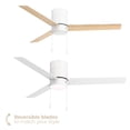 thumbnail image 3 of Heritage 52in 3-Blade Pull Chain Flush Mount Fan 2700K-3000K-4000K-5000K-6000K CCT Selectable LED Light Kit with White Hardware with Reversible Blades in Natural Wood or White, 3 of 10