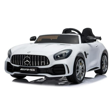 2 Seater 12V powered Mercedes ride on car 4WD for kids Remote Control LED lights Opening doors MP3 - White