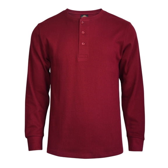 Knocker Men's Classic Waffle Knit Medium Weight Thermal 3-Buttons Henley Long Sleeve Tee Shirts Top