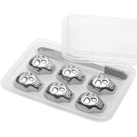 

Bullet Whiskey Stones Steel Ice Cubes Stainless Steel Skull Ice Cube Wine Beer Ice Cooler Kitchen Drink Tools Gadgets (Silver)