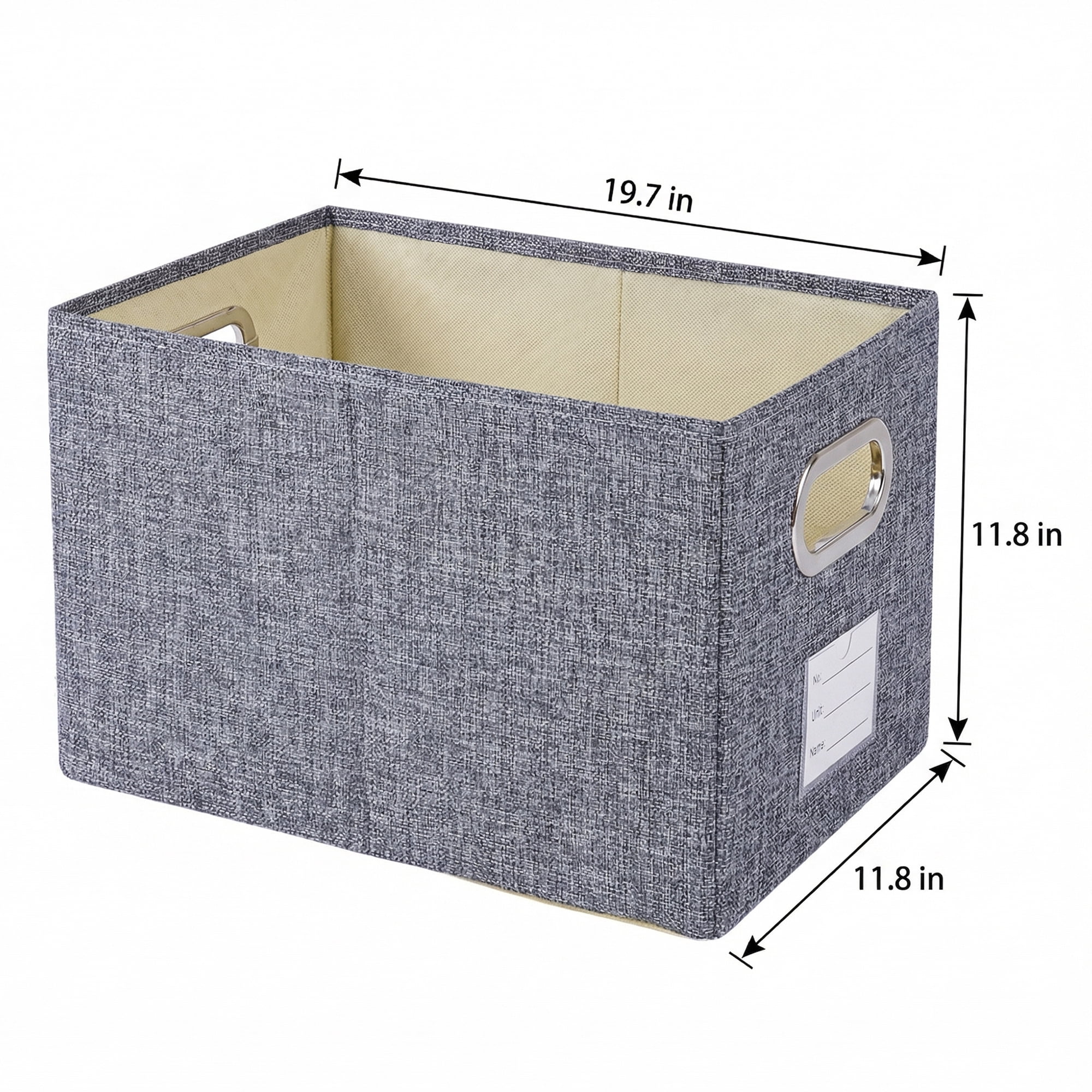 Unique Bargains Storage Bin with Handles for Shelves Closet Gray 11.8" x 19.7" x 11.8"