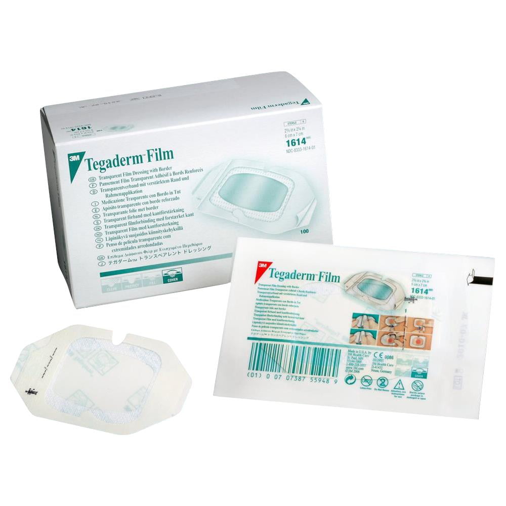 Tegaderm Transparent Adhesive Film Dressing with Border 1614 1 Each, Transparent