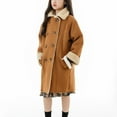 thumbnail image 5 of NAISIBABY Girls Winter Fleece Coat, Mid Length Thermal Lined Double-Breasted Fashion Warm Suede Overcoat Coffee 14T, 5 of 9