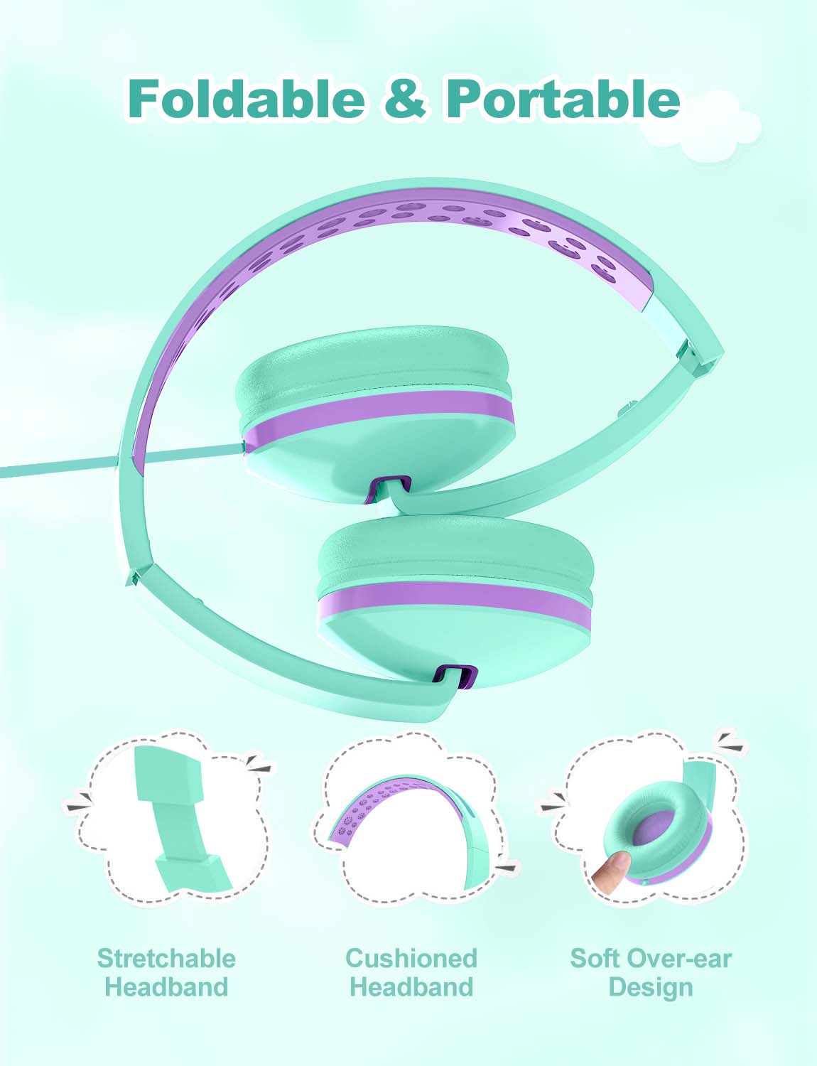 Seenda Kids Wired Headphones with Microphone, Green photo 6