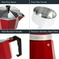 thumbnail image 4 of Primula Classic Stovetop Espresso and Coffee Maker, Moka Pot for Italian and Cuban Caf Brewing, Greca Coffee Maker, Cafeteras, 6 Espresso Cups, Red, 4 of 7