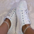 thumbnail image 4 of Huanledash Women Casual Bandage Plat Sequin Shiny Low Top Walking Loafers Shoes Sneakers, 4 of 8