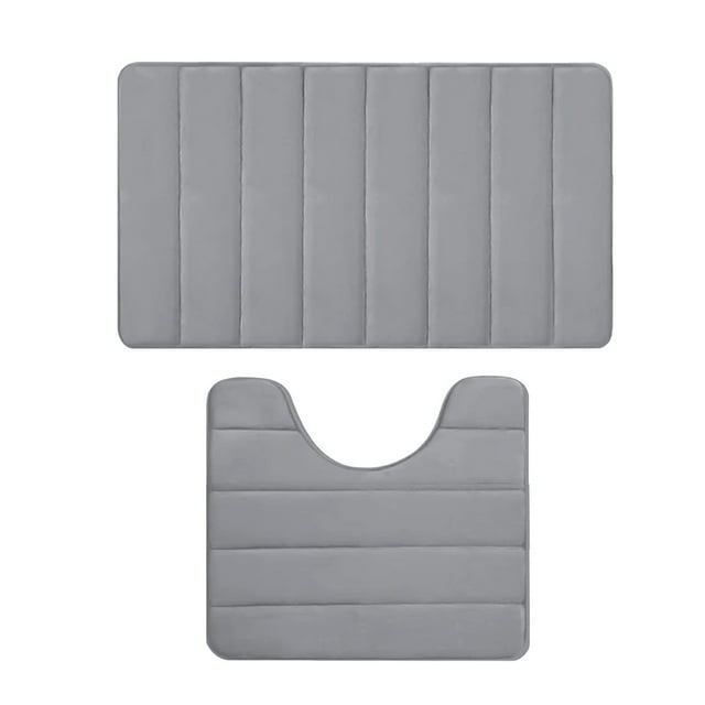 Bath Mats for Bathroom,Bathroom Rug Set Foam Bath Mat Set Bathroom Rugs Practical for 2 Pcs Toilet Mats Soft Comfortable Water Absorption Non-Slip Thick Machine Washable Easier to Dry Dark