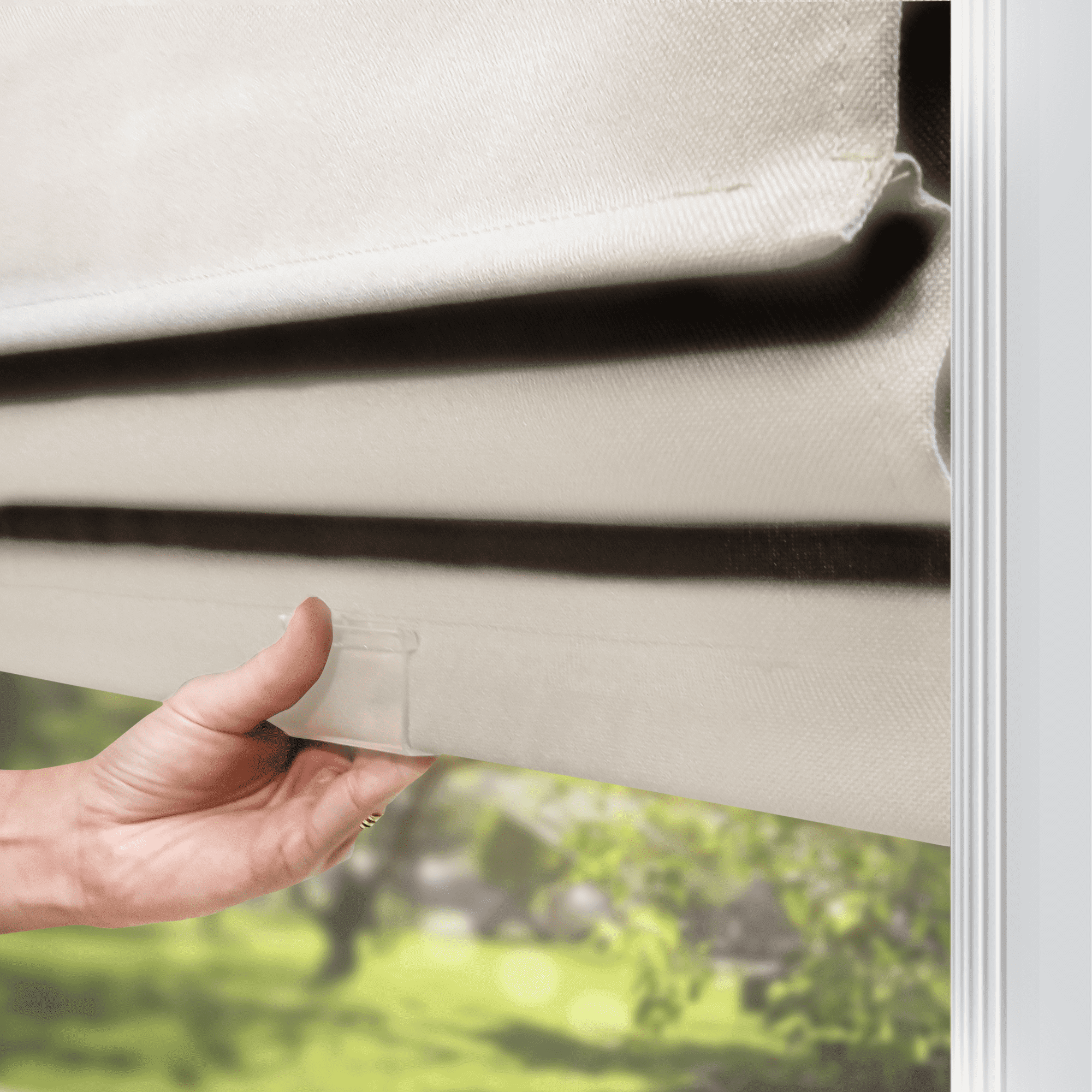 Chicology Cordless Roman Shade, Light Filtering, Ridgewood Cream, 33"W X 72"H