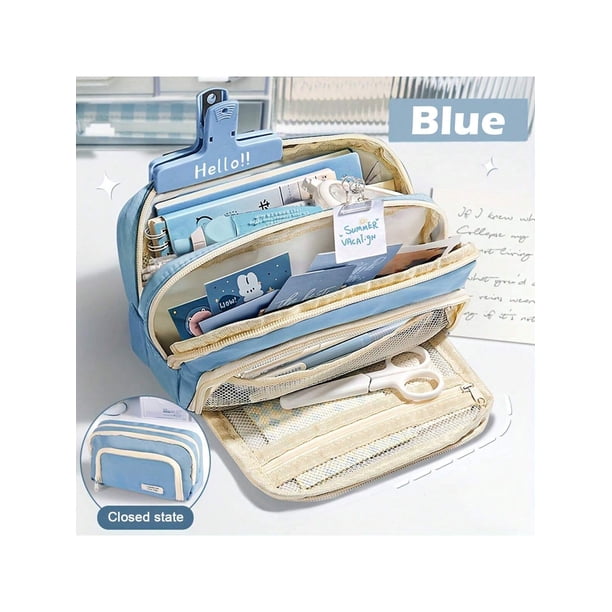 1pc Macaron Large Pencil Case Pouch ,INS Stationery Bag, Portable Handheld Pencil Case Bag , Cosmetic Bag, For Teens Office,&School Supplies