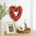 thumbnail image 2 of Northlight Wooden Floral Heart Valentine's Day Wreath - 14" - Salmon Pink, 2 of 5