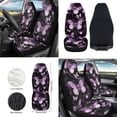 thumbnail image 2 of Yuyamidu Purple Butterfly Car Seat Cover Set of 12 Fashion Auto Front Bucket Seat Cover Steering Wheel Armrest Pad Seatbelt Pads Trash Can Air Vent Holder Rearview Mirror Cover Cup Mat Keychain, 2 of 6