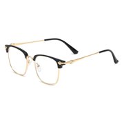 Fashion Simple Frame Vintage Eye Protection Reading Glasses Ultra Light Glasses Anti-Blue Light BLACK GOLD STRENGTH 100